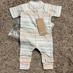 NEW Goumi Kids Boardwalk Stripe Zipper One Piece SZ 0-3 mo Baby Jumpsuit Short S